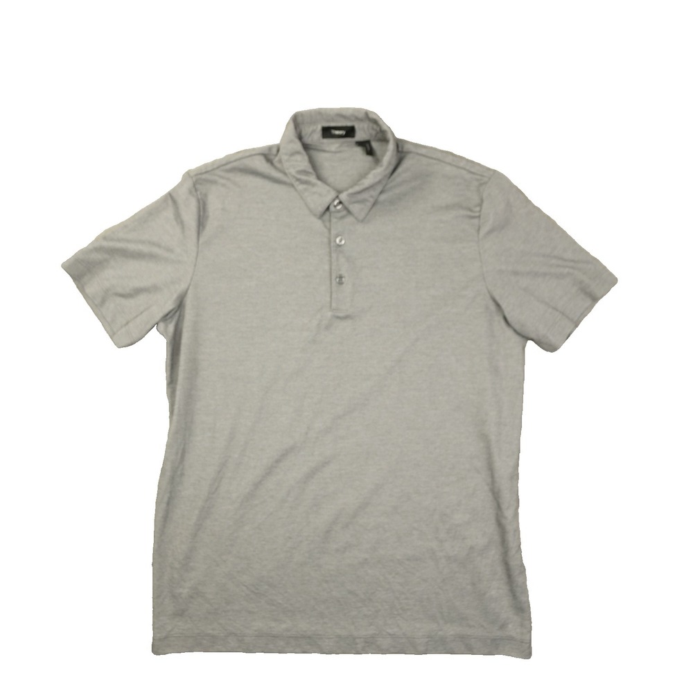 Theory Polo Shirt Men's Large Grey Short Sleeve Performance Preppy City Golf